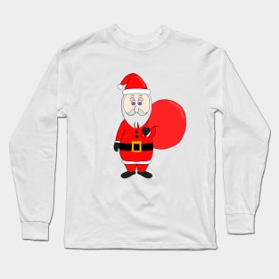 Cute Santa Claus Holding Bag of Gifts Long Sleeve T-Shirt